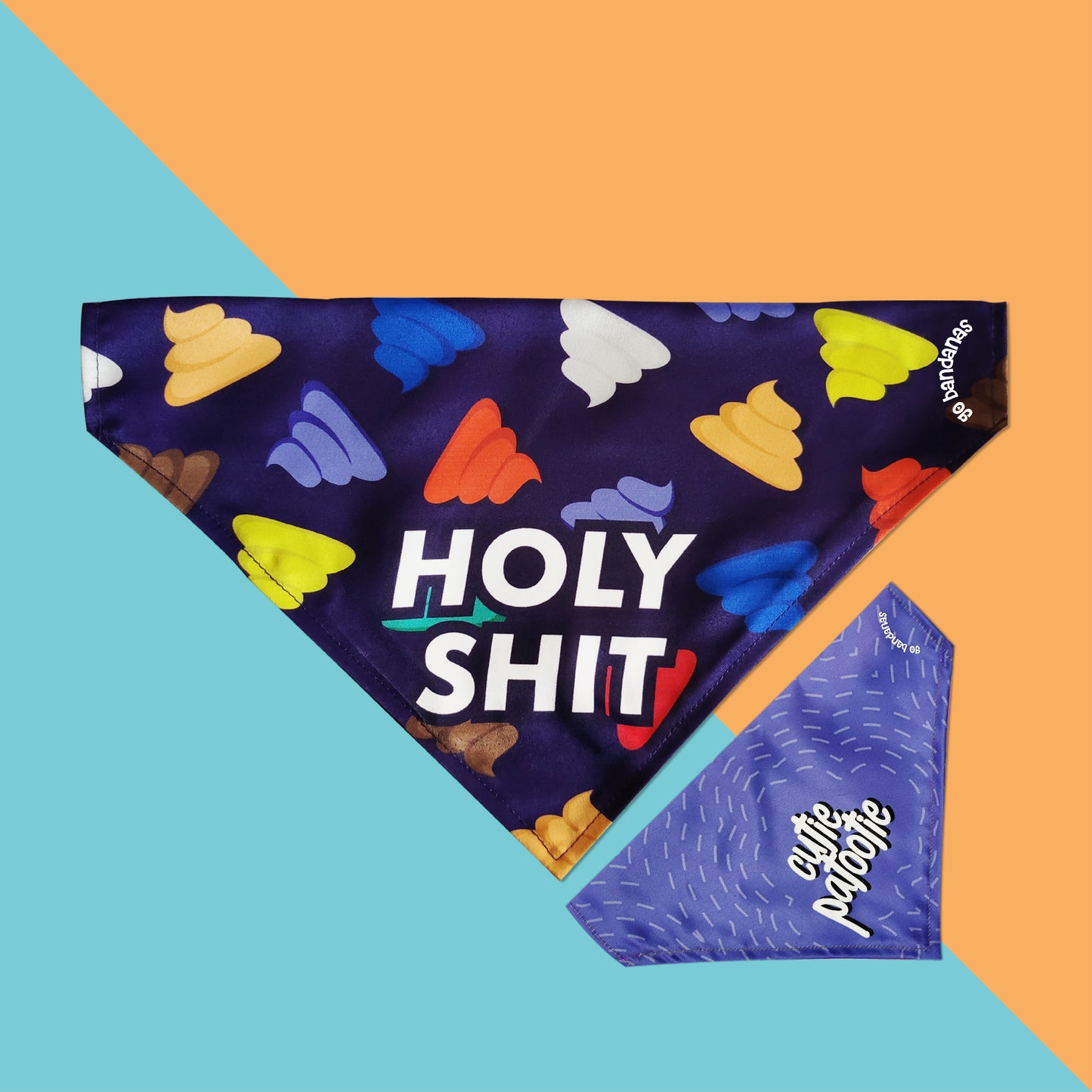 Go Bandanas Reversible Holy Shit (Multicolour) & Cutie Patootie (Purple) Adjustable Bandana for Pet Dogs & Cats