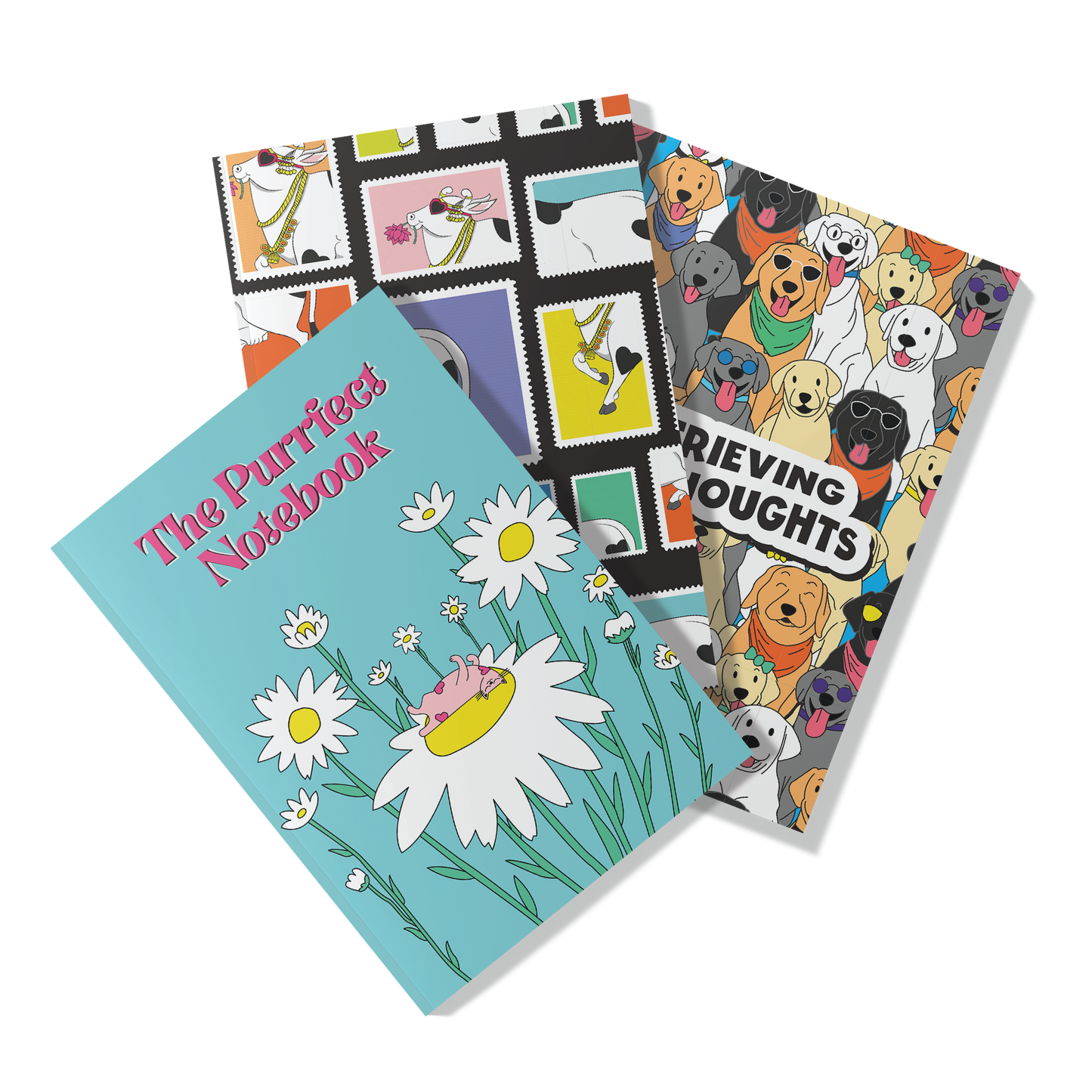 Set of 3 'Essential Animal Love' Notebooks A5-160 Pages 80 GSM Unruled | Digitally Printed by Go Bandanas | Perfect for Writing, Drawing & Doodling