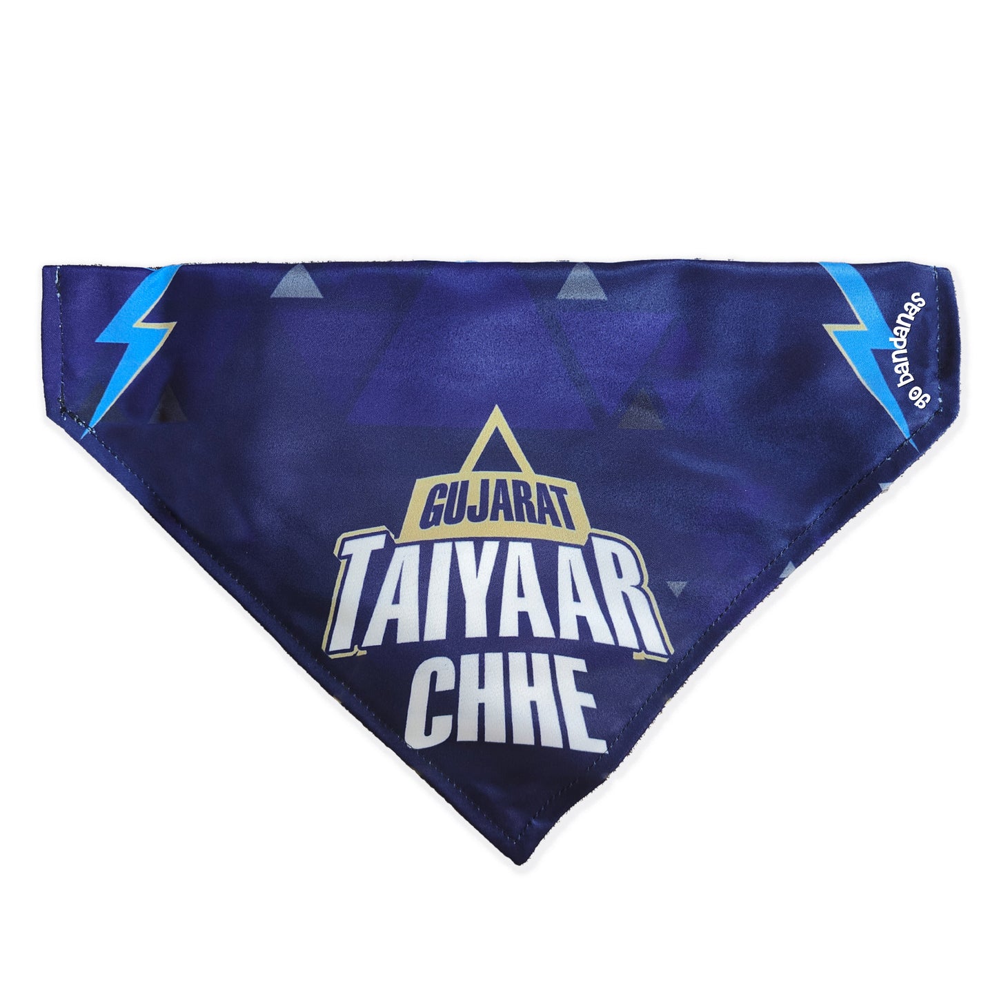 Go Bandanas Reversible Indian Pet League (IPL) Gujarat Taiyaar Chhe (Blue) & Dill Se Desi (Multi Colour) Bandana for Pet Dogs & Cats