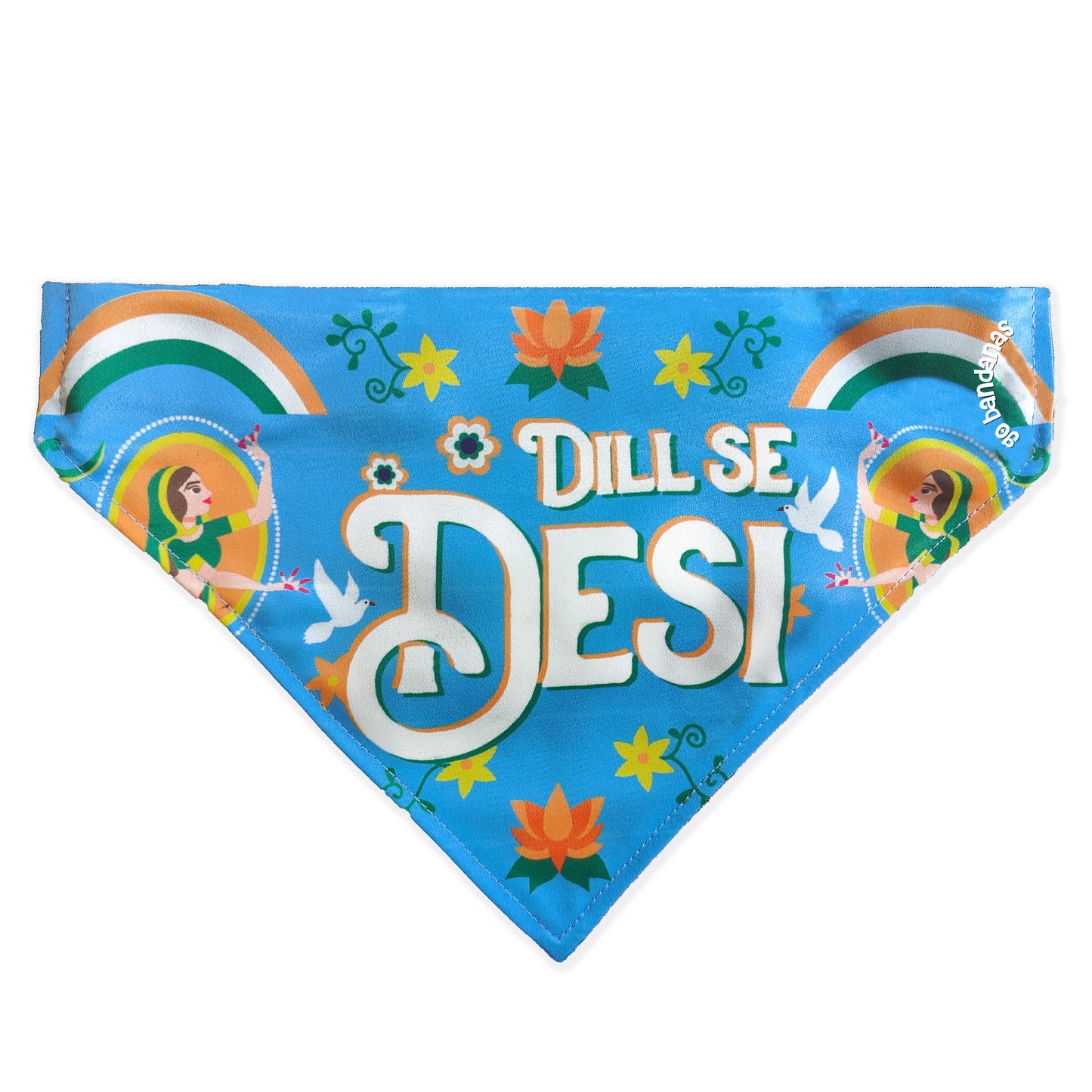 Go Bandanas Reversible Indian Pet League (IPL) Gujarat Taiyaar Chhe (Blue) & Dill Se Desi (Multi Colour) Bandana for Pet Dogs & Cats