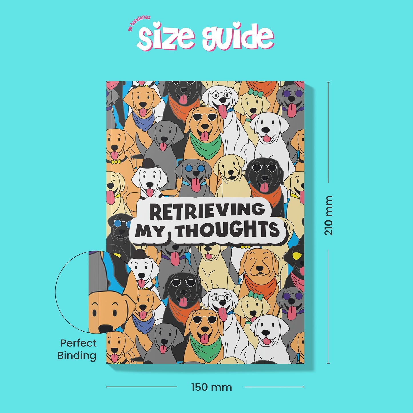 Set of 3 'Essential Dog Love' Notebooks A5-160 Pages 80 GSM Unruled | Digitally Printed by Go Bandanas | Perfect for Writing, Drawing & Doodling