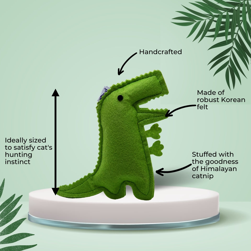 HRIKU BHEEMSARAT (Dinosaur) Catnip Toy for Cats. (Green)