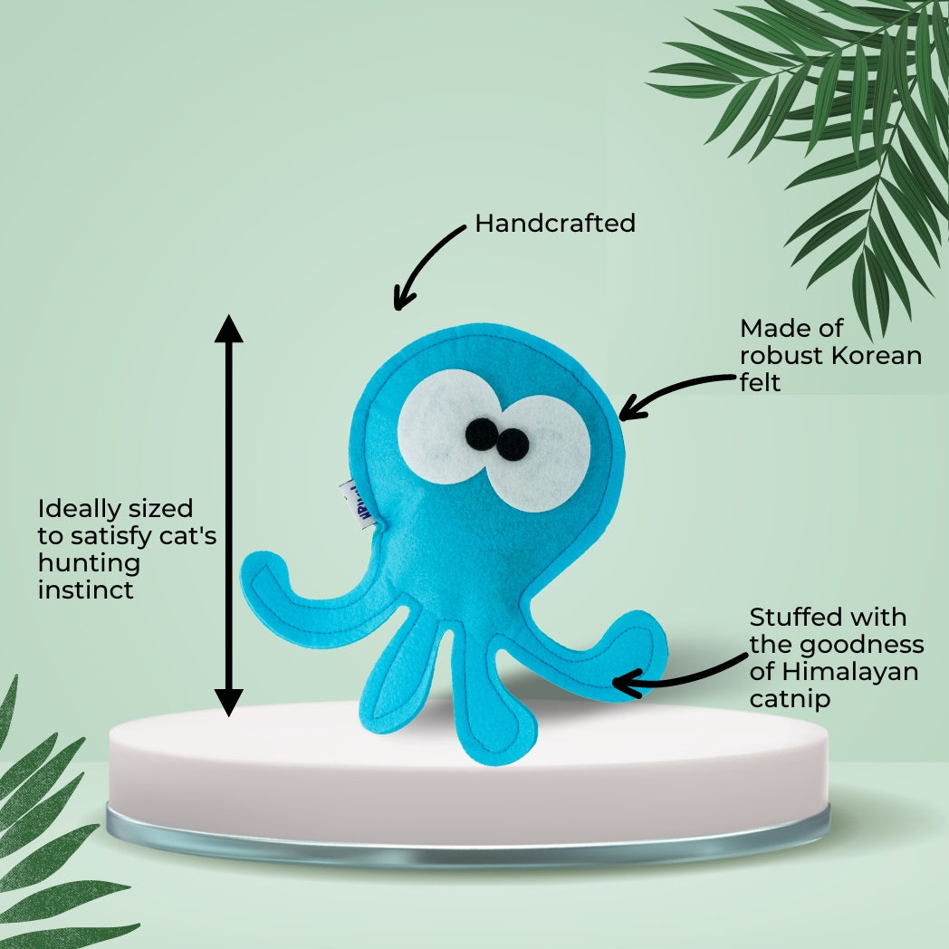 HRIKU ASHTBAHU (Octopus) Catnip Toy for Cats. (Blue)