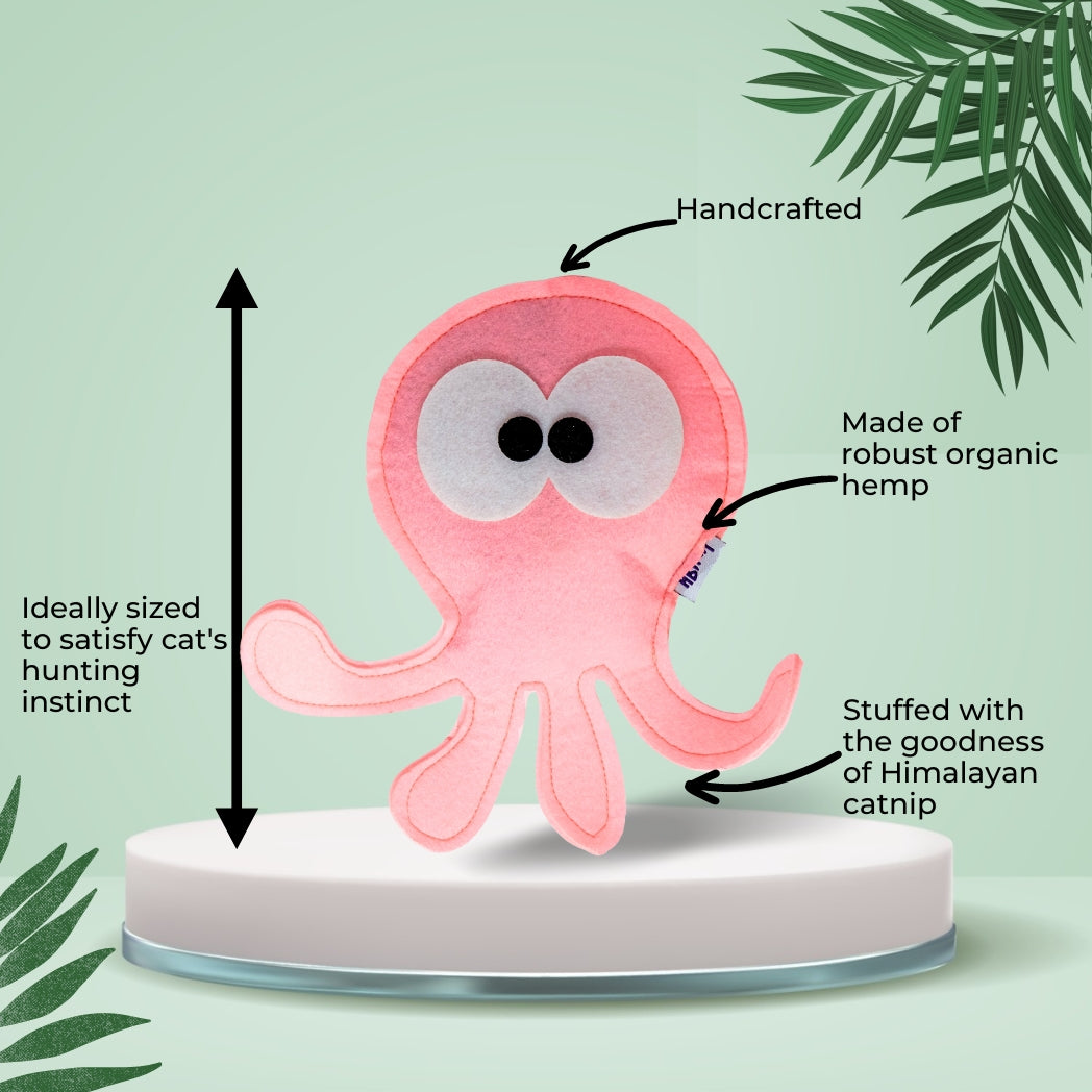 HRIKU ASHTBAHU (Octopus) Catnip Toy for Cats. (Pink)