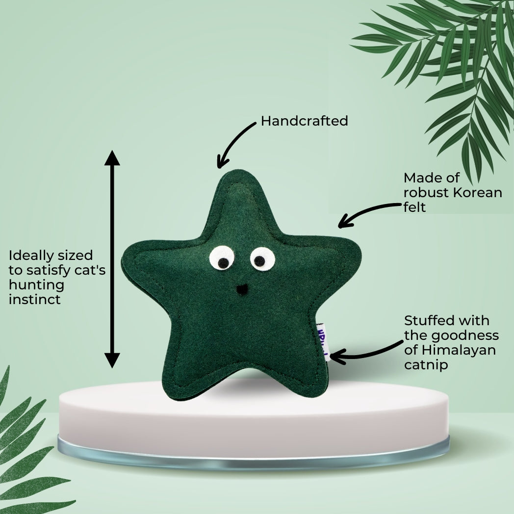 HRIKU SITARA (Star) Catnip Toy for Cats. (Green)