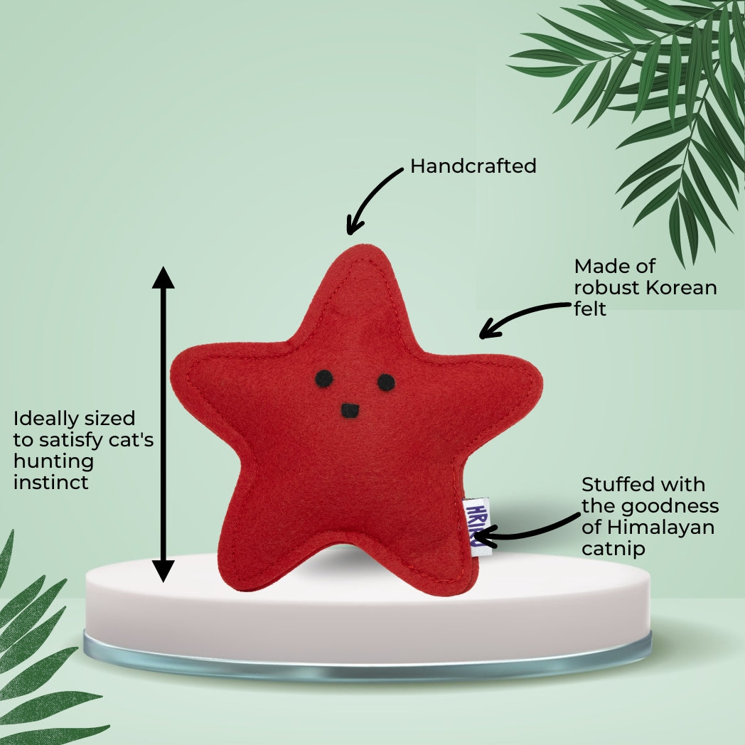 HRIKU SITARA (Star) Catnip Toy for Cats. (Red)