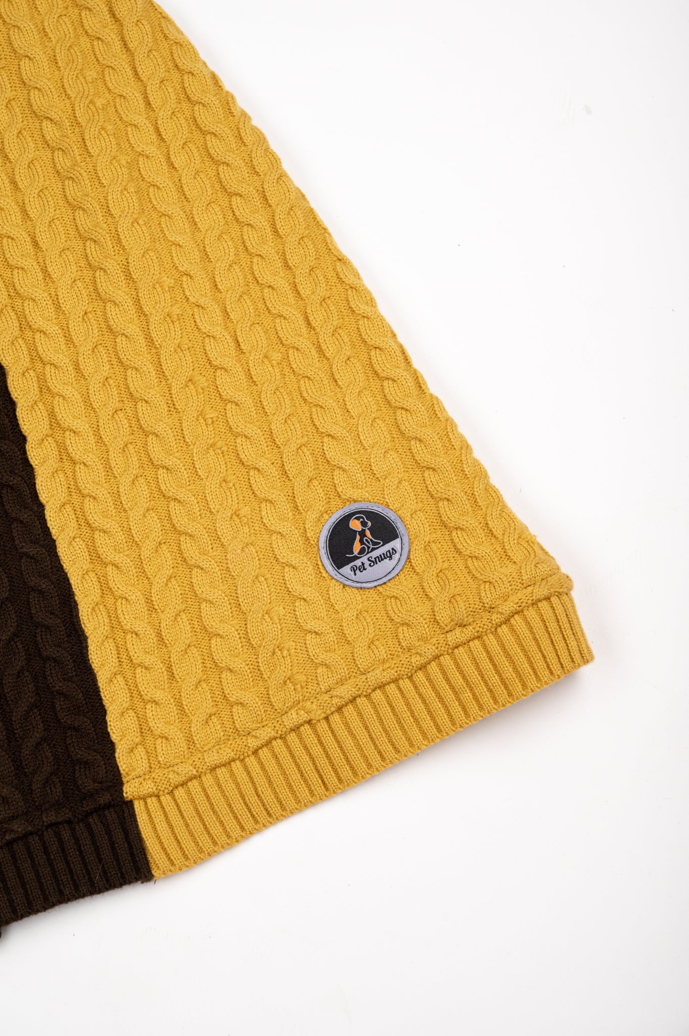 Petsnugs Cable Knit Sweater - Brown & Mustard