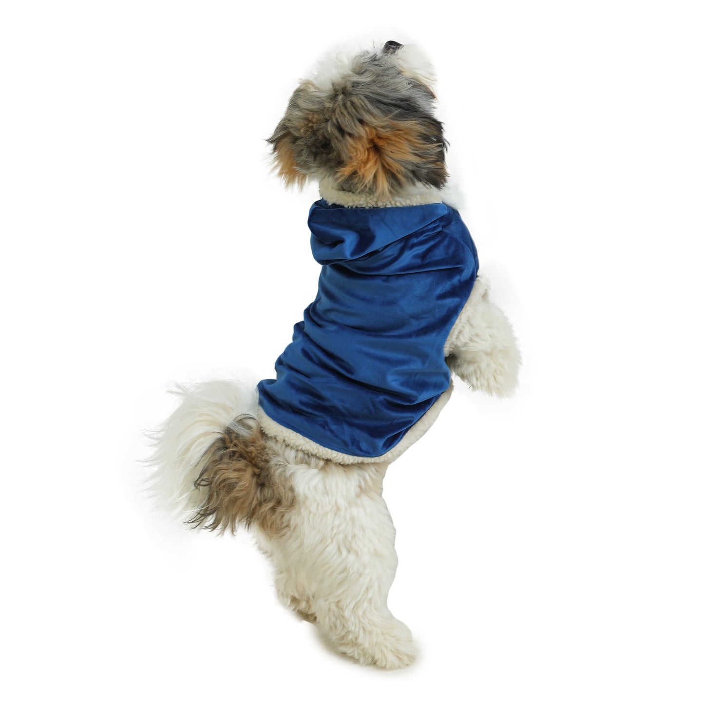 Navy Blue Dog Hoodie With Fur