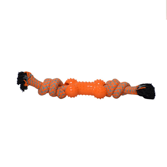 BASIL Chew Rope & Bone Dog Toy (Orange)