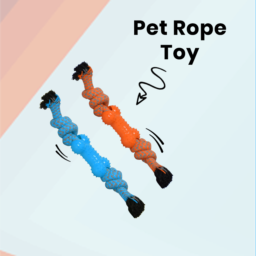 BASIL Chew Rope & Bone Dog Toy (Orange)