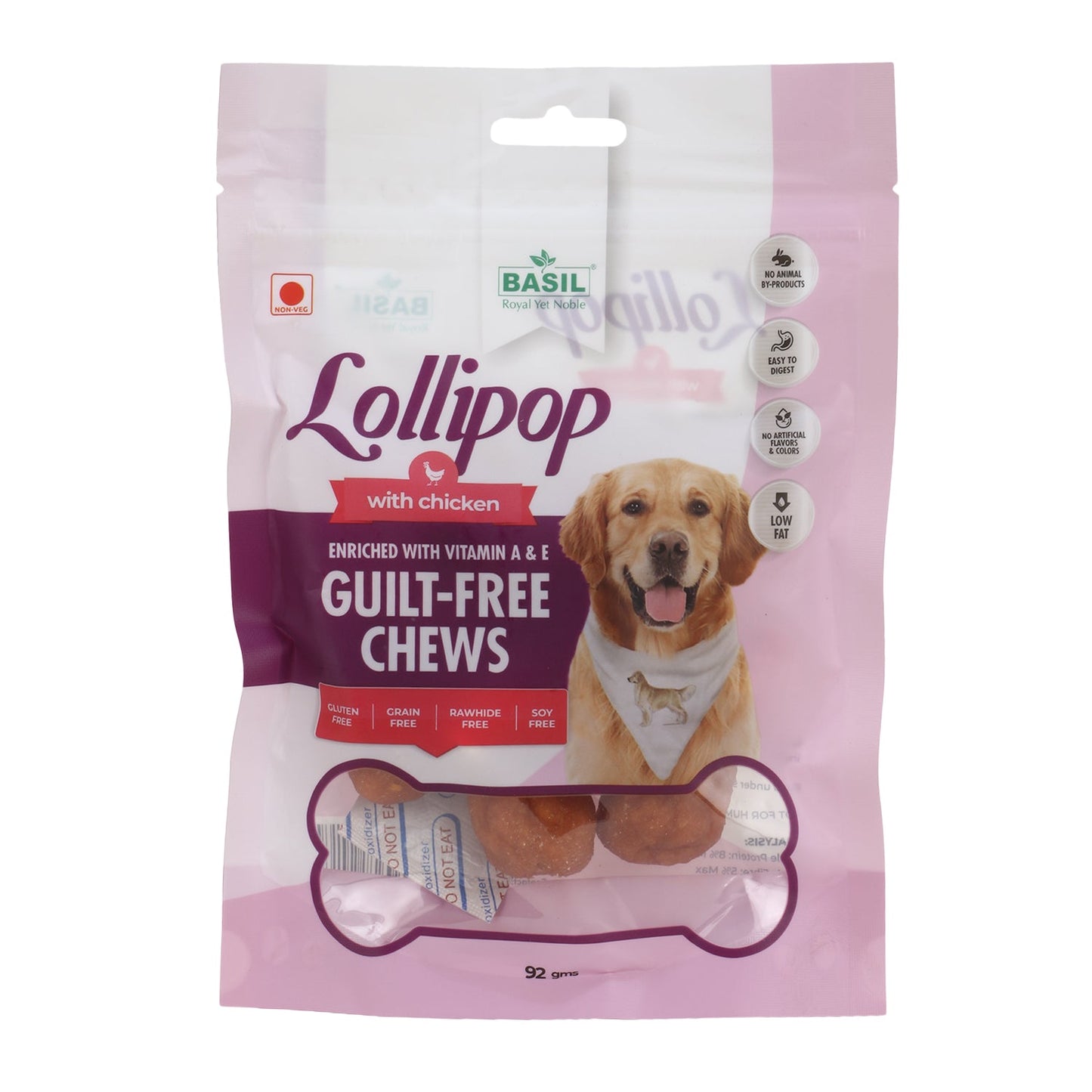 BASIL Chicken Lollipop Guilt-Free Treat for Dogs & Puppies | 92 Grams