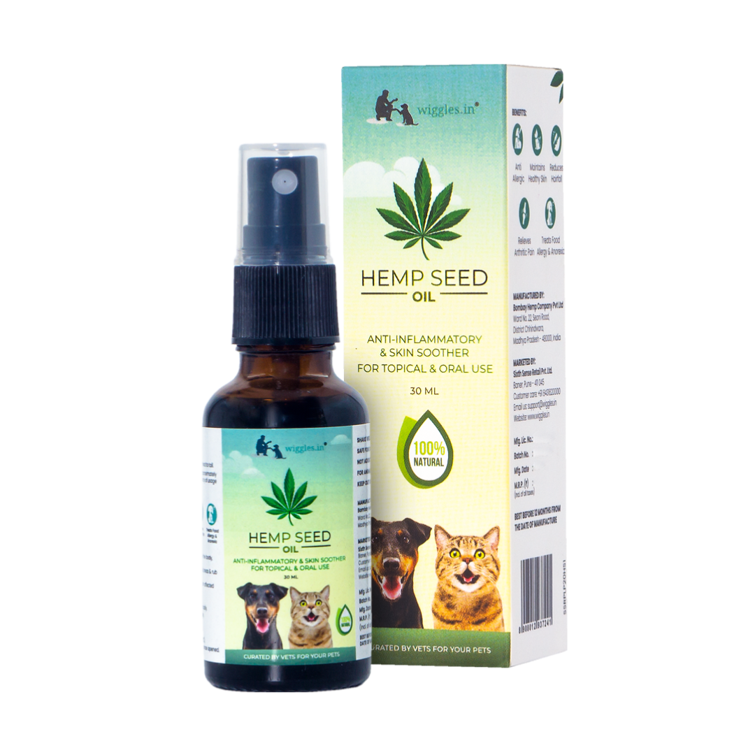 Hemp Seed Oil for Dogs Cats Pain Anxiety Relief, 30ml - Pet Joint Support Stress Calming Massage Oil