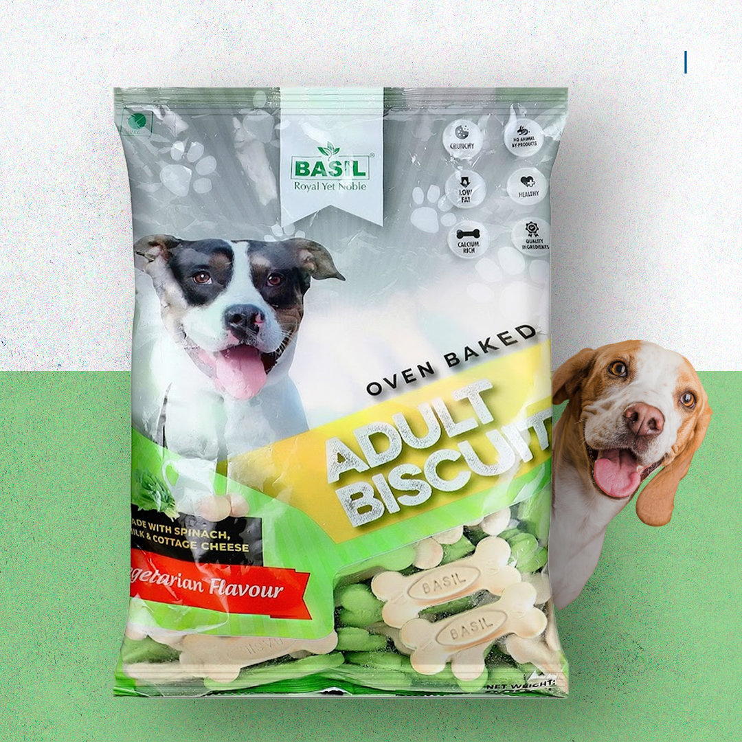 BASIL Real Milk Dog Biscuit I Pack of 2 | Bone Shape Biscuits for Adult Dogs (900 Grams)