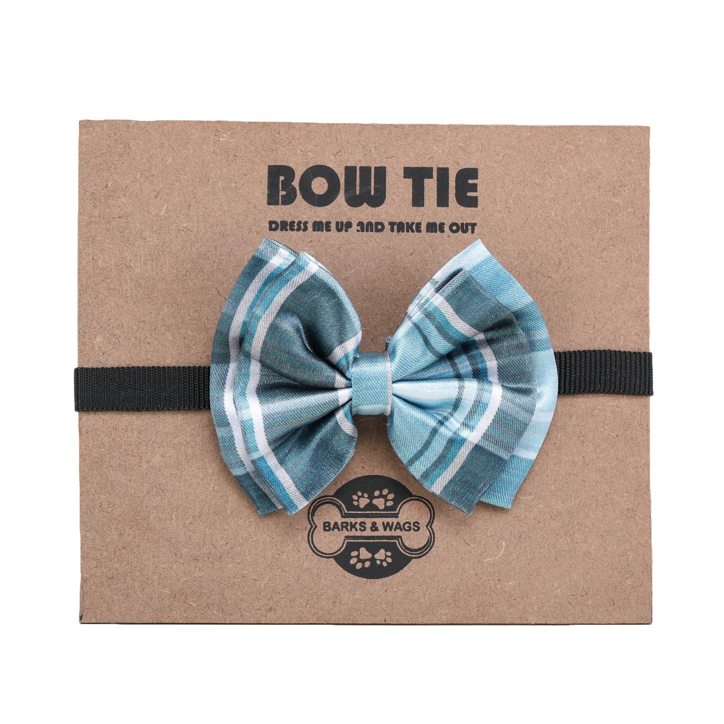 Blue Tartan Twinning Bow & Bandana Set