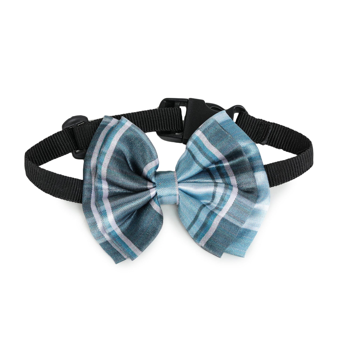 Blue Tartan Twinning Bow & Bandana Set