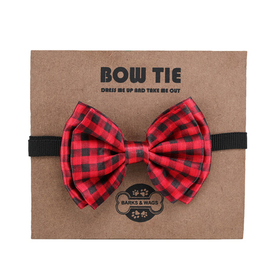 Red Plaid Bow Tie