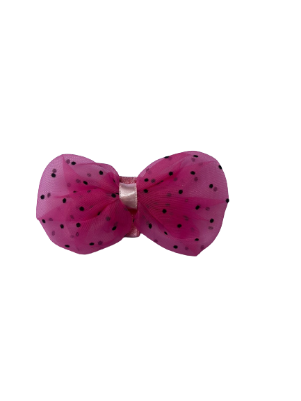 Pink Polka Dot Net Bow Tie