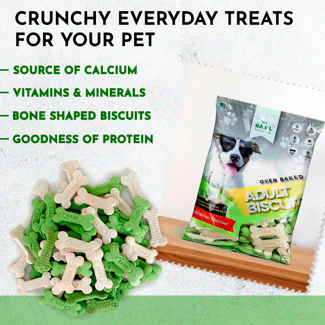 BASIL Real Milk Dog Biscuit I Pack of 2 | Bone Shape Biscuits for Adult Dogs (900 Grams)