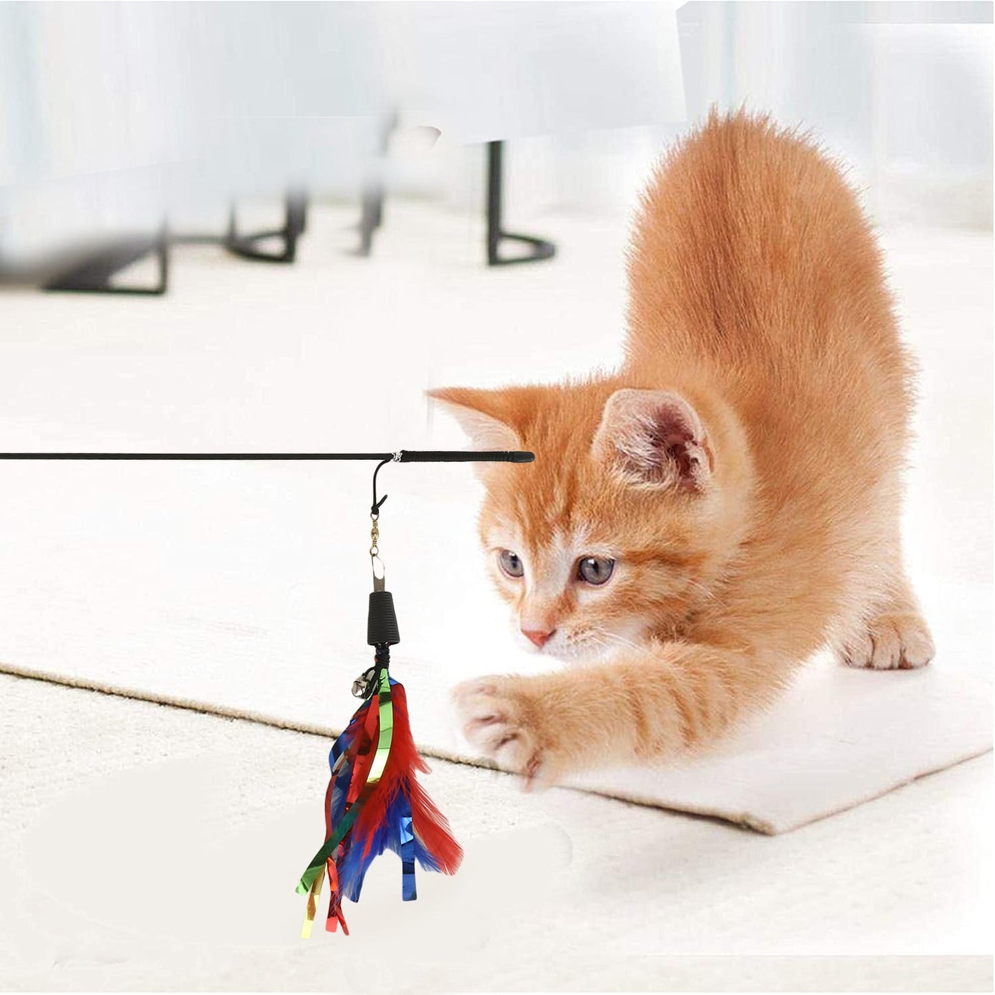 BASIL Cat Teaser Stick with Feather and Bell