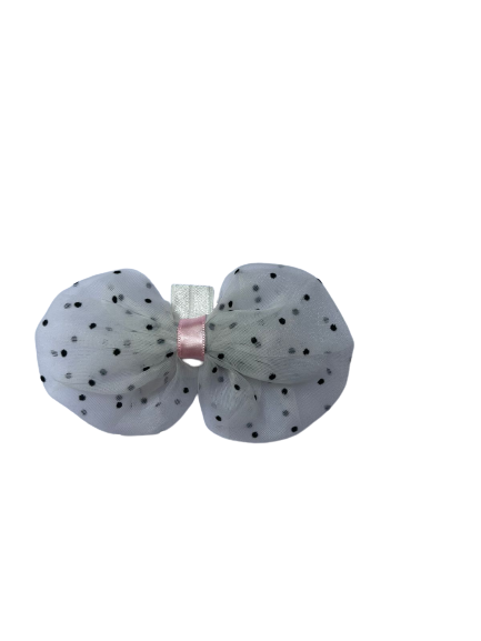 White Polka Dot Net Bow Tie