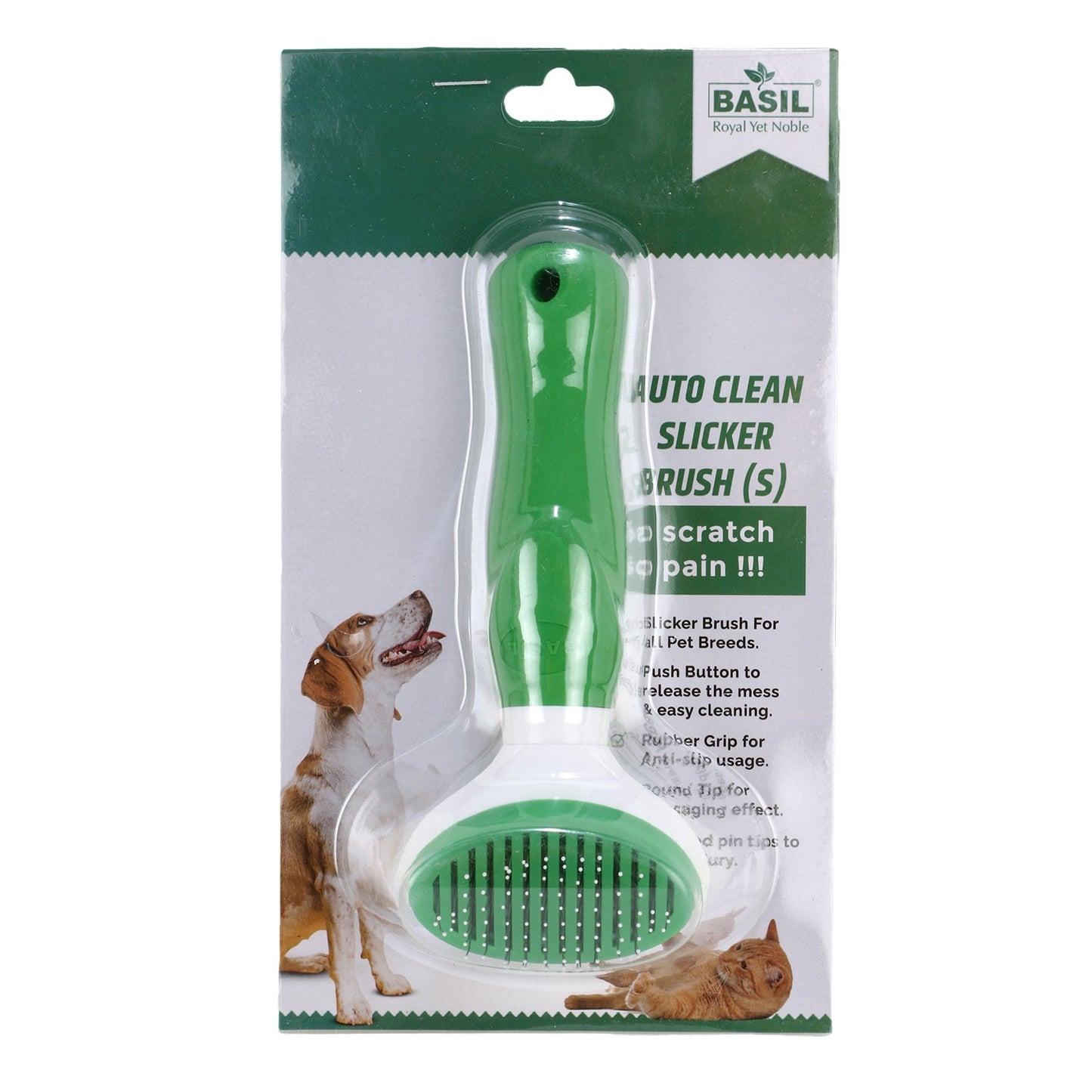 BASIL Auto Slicker Brush & Comb for All Pet Breeds