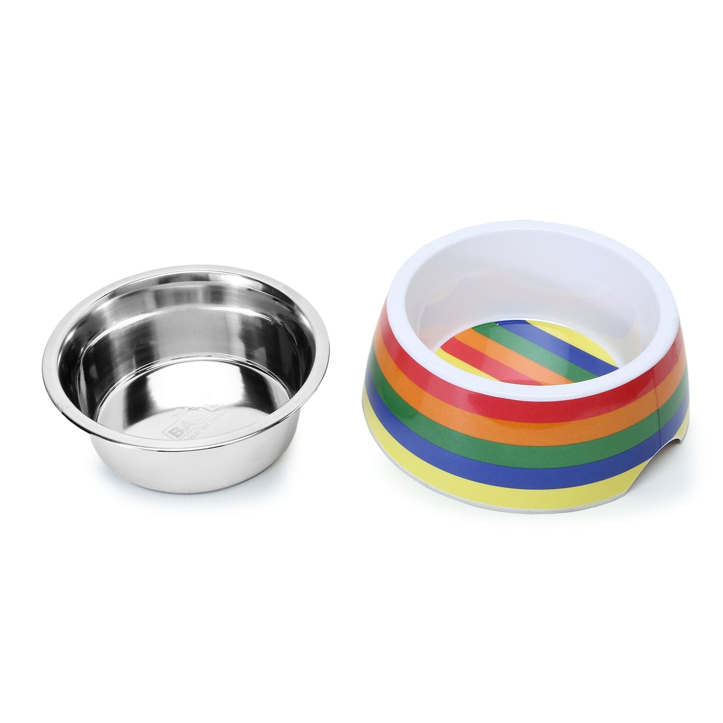 BASIL Pride Rainbow Pet Feeding Bowl, Stainless Steel & Melamine