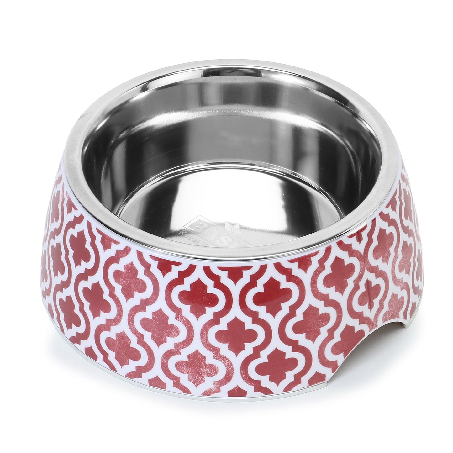 BASIL Red Indie Pet Feeding Bowl, Stainless Steel & Melamine