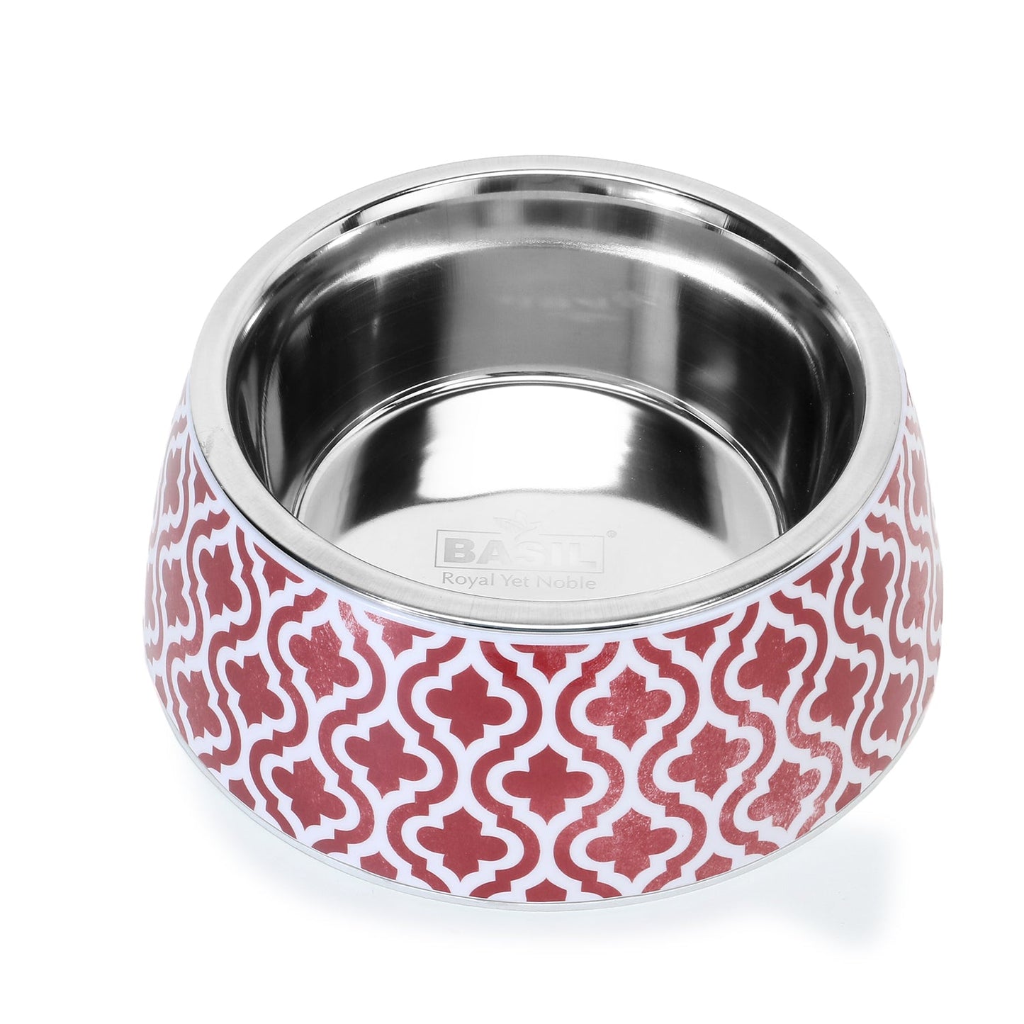 BASIL Red Indie Pet Feeding Bowl, Stainless Steel & Melamine