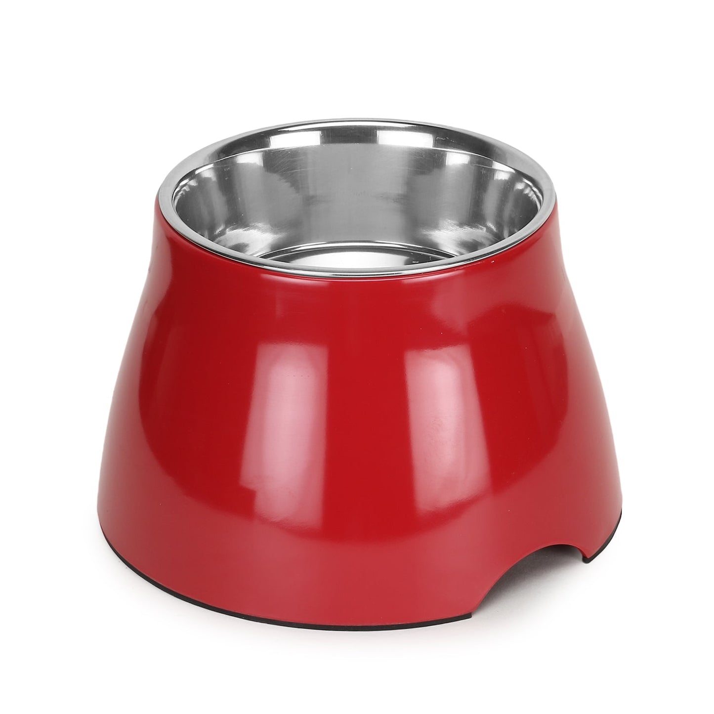 BASIL Elevated Melamine and Stainless Steel Pet Feeding Bowls for Bigger Ears Dogs, 600ml (Red)