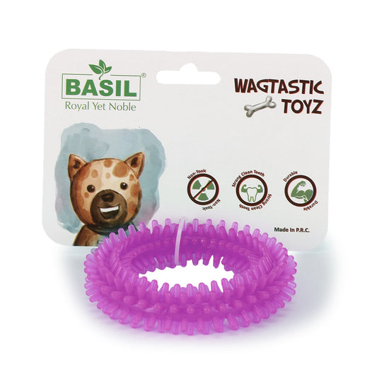 BASIL Dog Chew Toy, Spiked Ring (Purple)