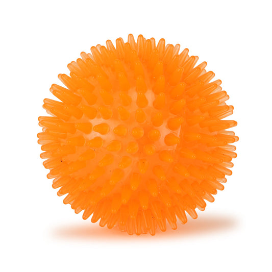 BASIL Spiked Squeaky Chew Ball for Dogs & Puppies (Orange)