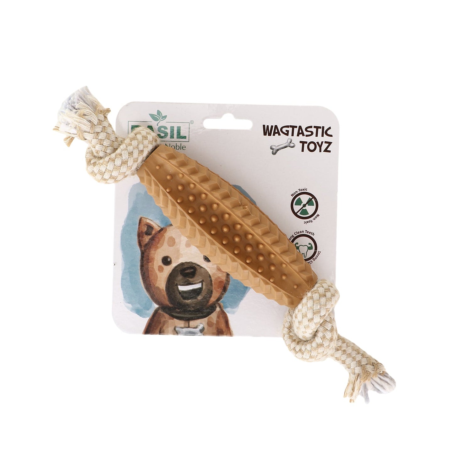 BASIL Jute Rope Toy with TPR Spike Chew Centre