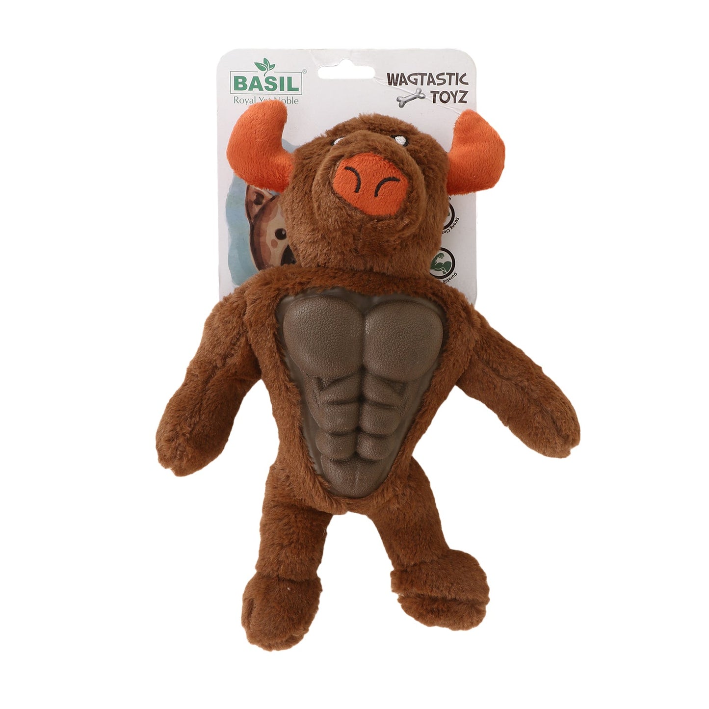 BASIL Plush Big Bull with Squeaky TPR
