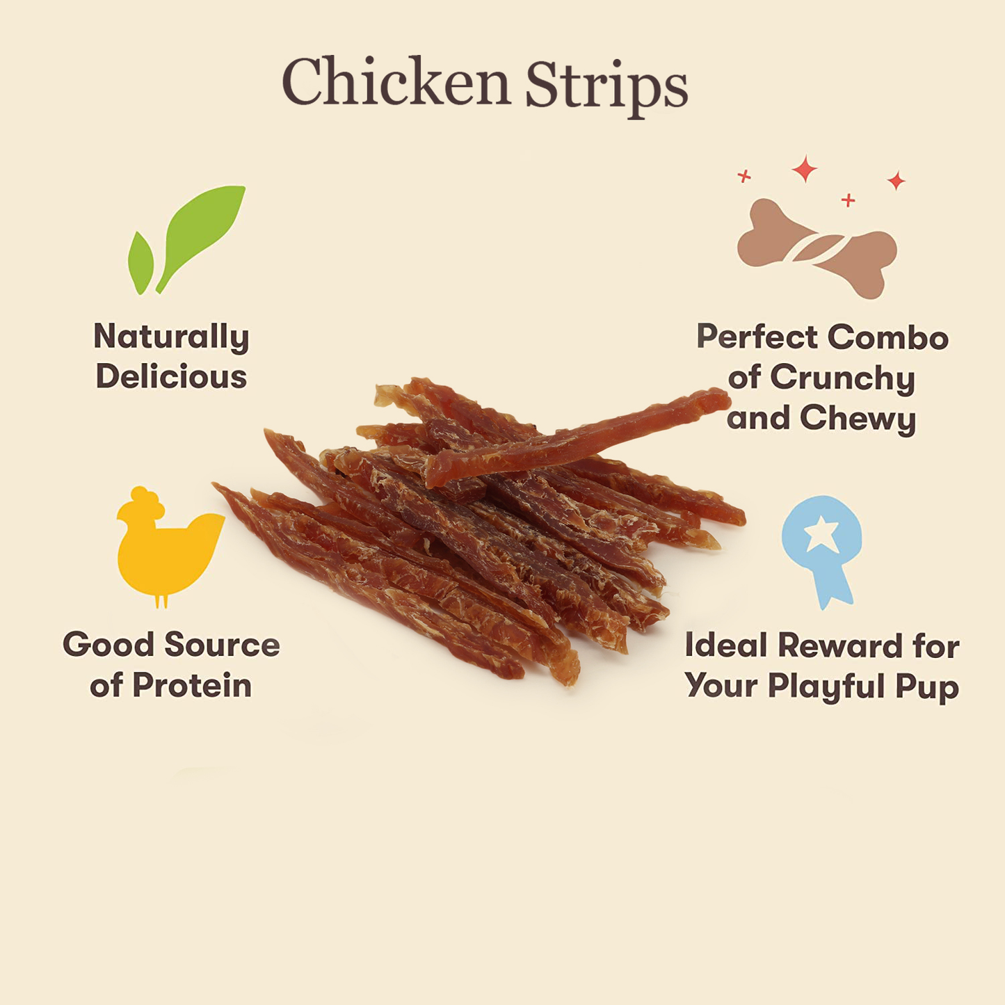 BASIL Temptation Tasty Chicken Treat Strips for Dog & Puppies | 80 Grams