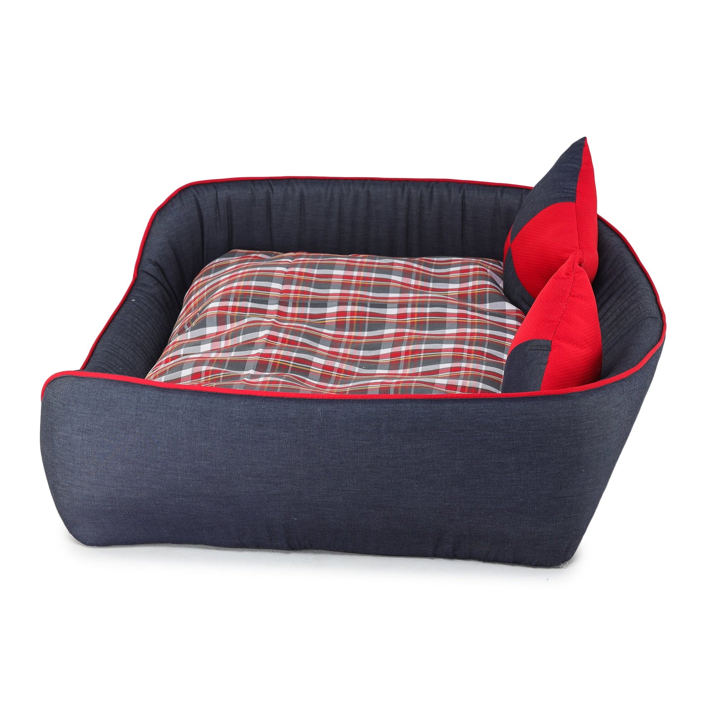 Denim Dog Bed With Pillow