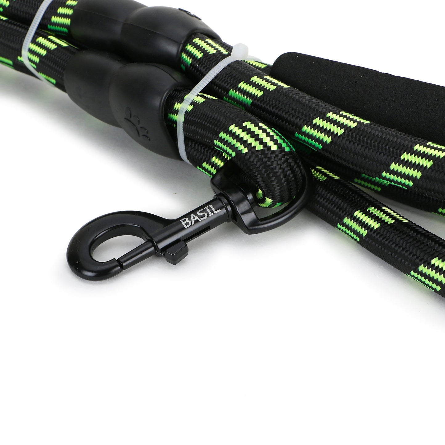 BASIL Reflective Rope Leash for Dogs & Puppies, 4 Feet (Black & Green)