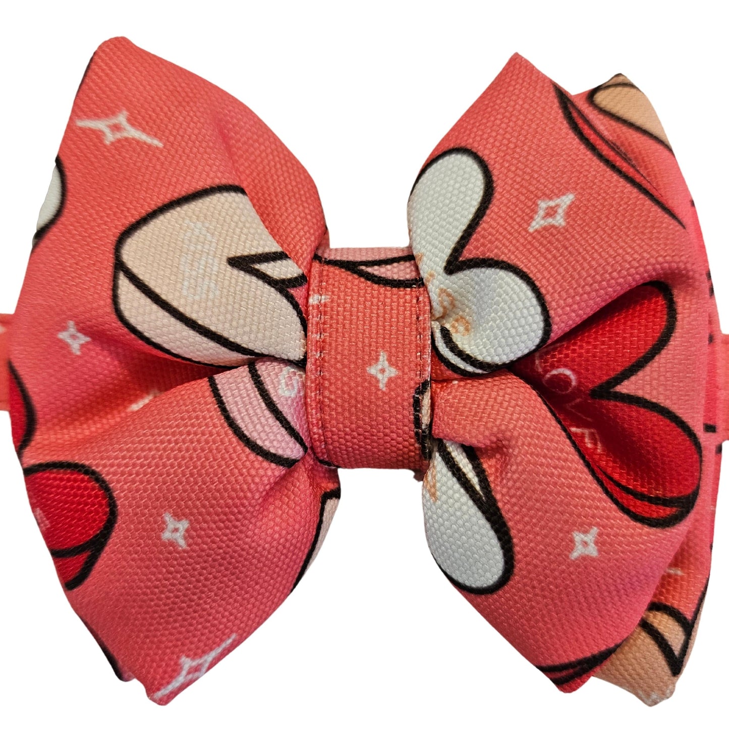 Pink Hearts Bow Tie | Snap-Buckle Closure | D-Ring Attachment