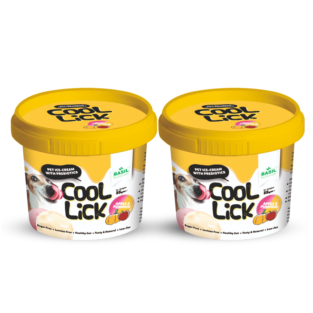 BASIL Cool Lick Dog Ice-Cream with Added Prebiotics, Apple & Pumpkin (Pack of 2)