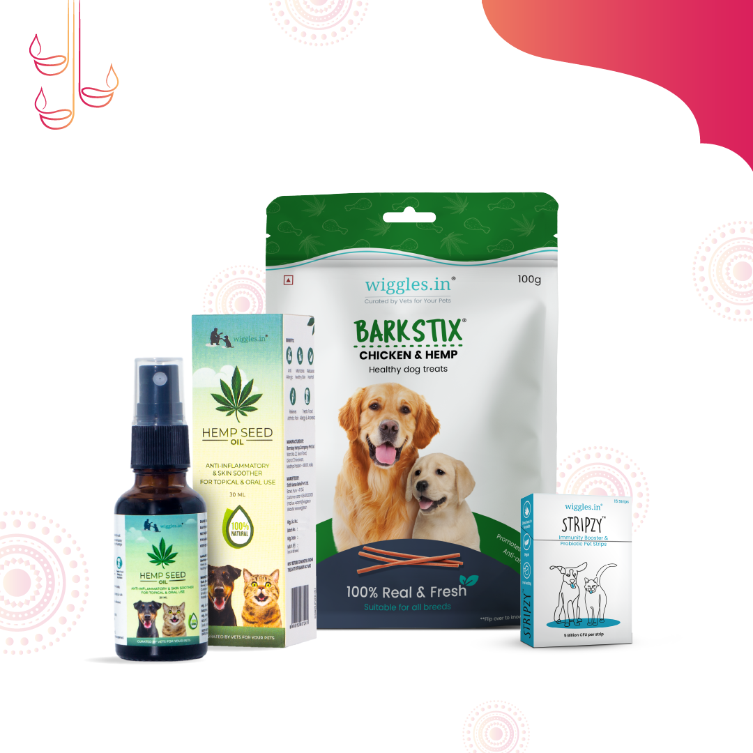 Stress - Free Tyohaar - Anti-Anxiety Kit (Hemp Seed Oil, Barkstix Hemp and Chicken & Stripzy Probiotic Strips)