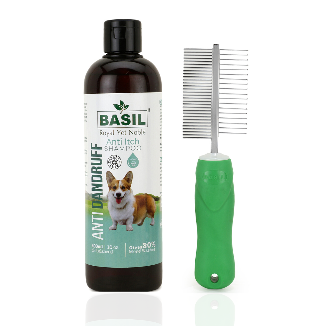 BASIL Oats & Aloe Moisturizing Shampoo with Grooming Comb (250ml)