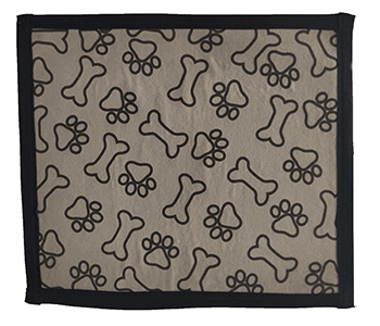 beige coloured paw and bone printed dog mat