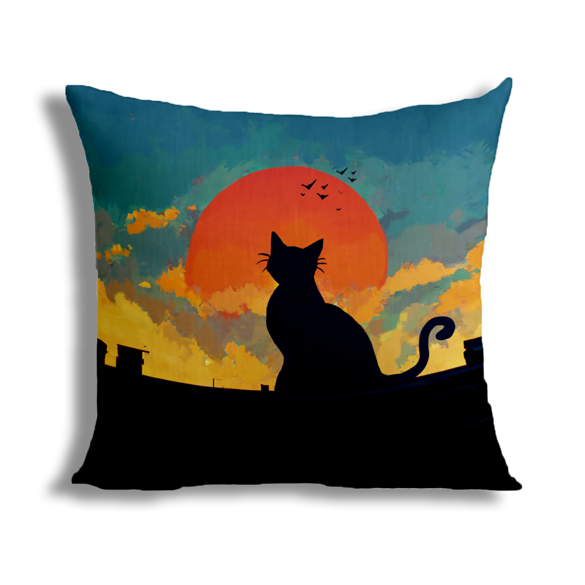 Cat in Sunset Cushion Cover