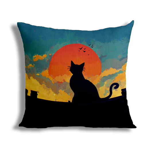 Cat in Sunset Cushion Cover