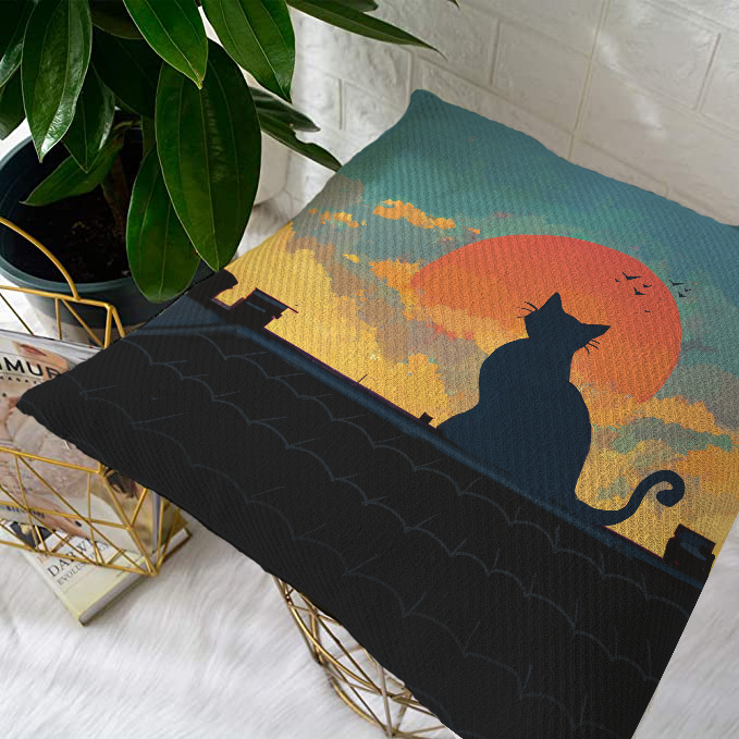 Cat in Sunset Cushion Cover