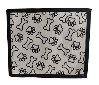 cream coloured paw and bone printed dog mat