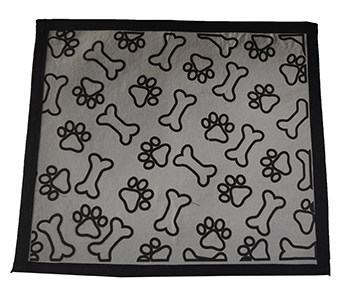 dark grey coloured paw and bone printed dog mat