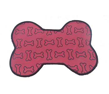 red coloured dog food mat