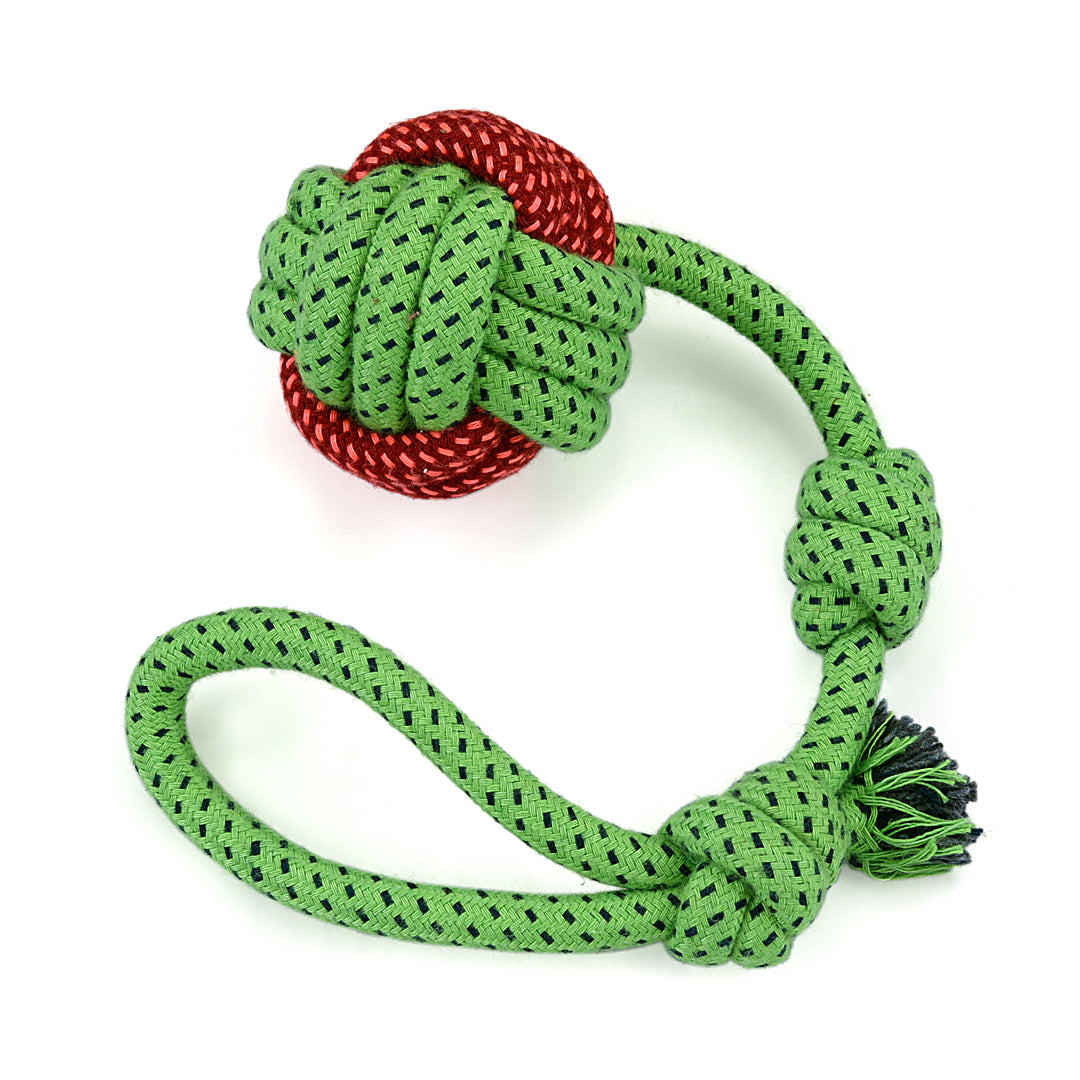 Ball Tug Rope Dog Toy Green - PawLaLand