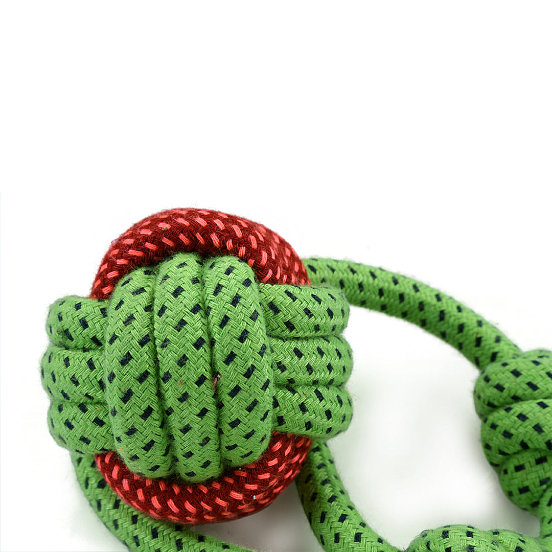 Ball Tug Rope Dog Toy Green - PawLaLand