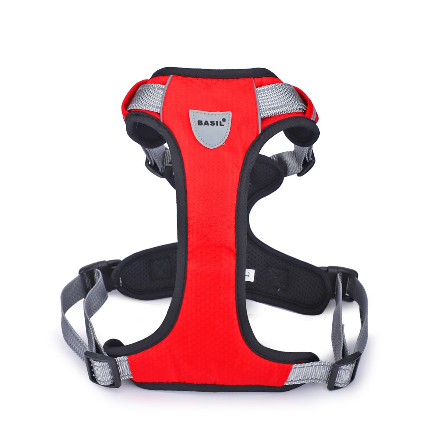 BASIL Dog Handle Harness No-Pull Adjustable Vest Harness, Reflective Red